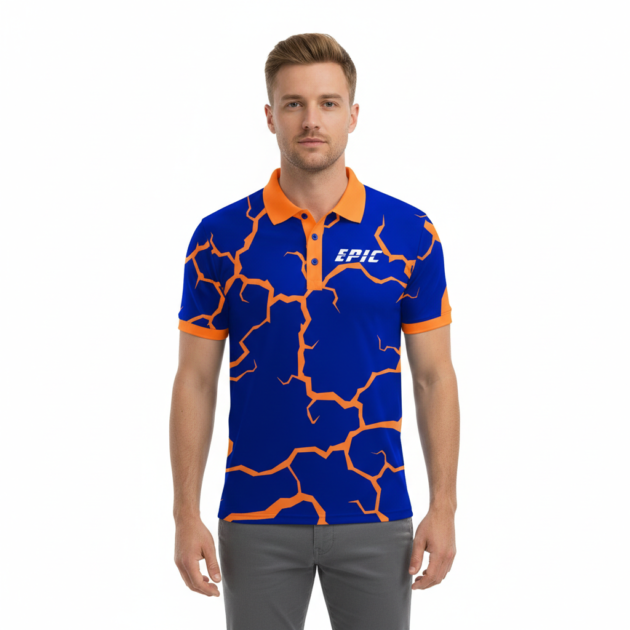 Orange Blue Cracks Polo Shirt