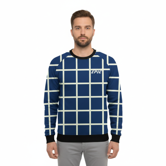 Blue Grid Sweat Shirt