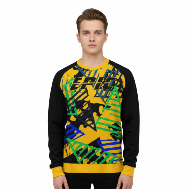 Yellow Abstract Sweat Shirt